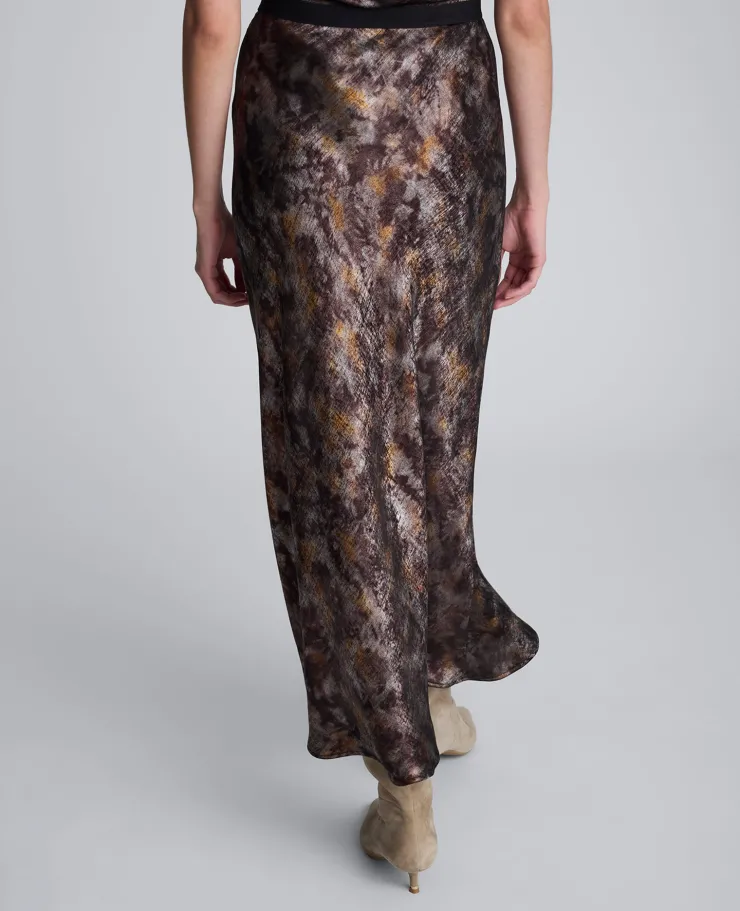 Printed Foil Satin Maxi Skirt>Kenneth Cole Clearance