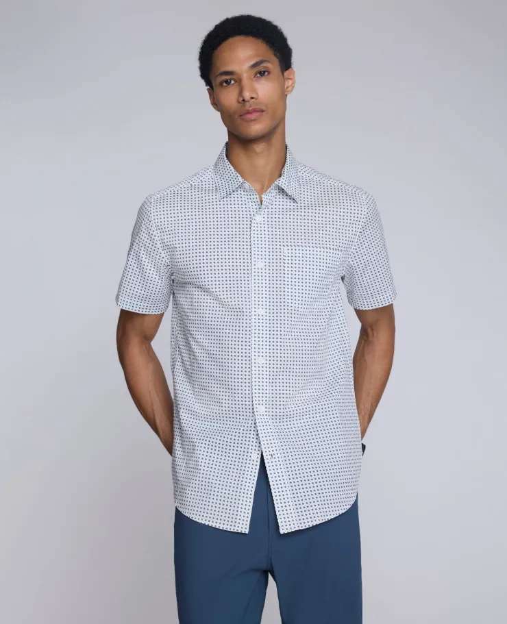 Printed Short Sleeve Pocket Button-Down Shirt>Kenneth Cole New