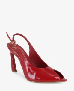 Priya Patent Peep-Toe Slingback Heel><noscript><img width=