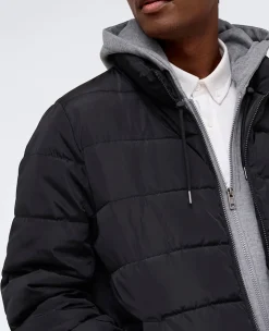Puffer with Attached Jersey Hood><noscript><img width=
