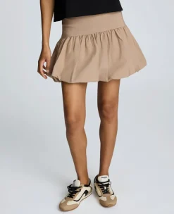 Pull-On Bubble Hem Mini Skirt><noscript><img width=