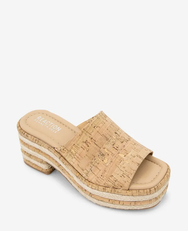 REACTION - Elissa Platform Cork Raffia Sandal>Kenneth Cole Online