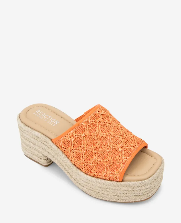 REACTION - Elissa Platform Raffia Sandal>Kenneth Cole Discount