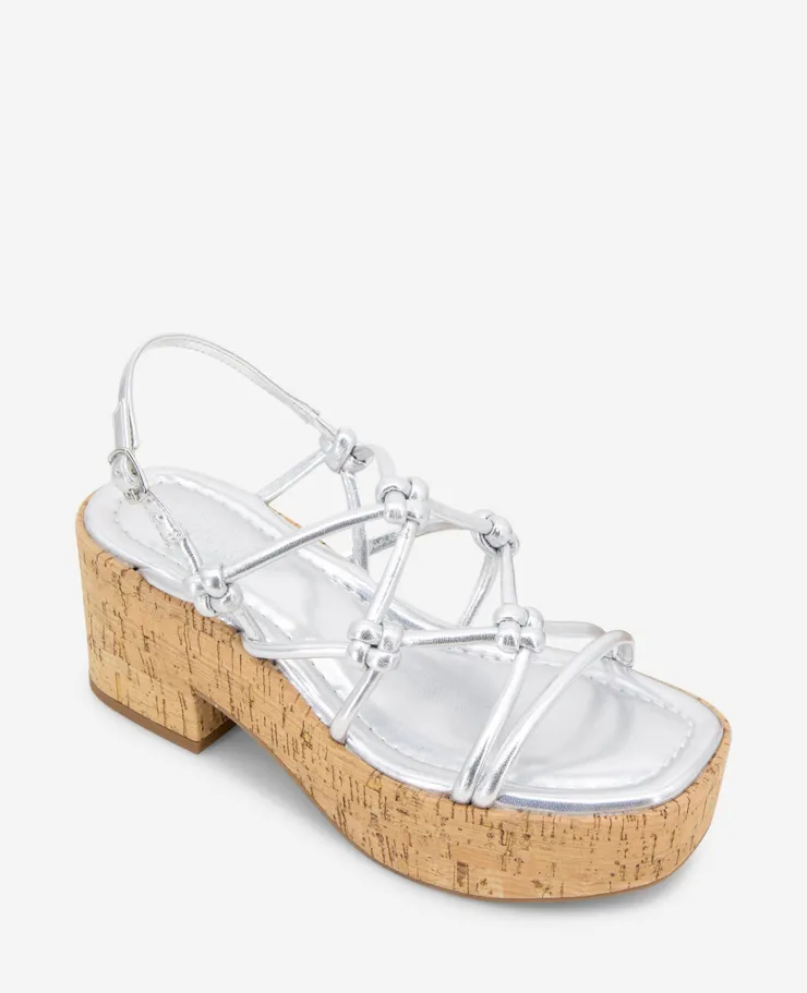 REACTION - Essa Metallic Cork Platform Sandal>Kenneth Cole