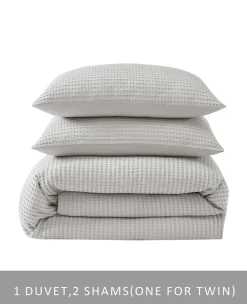 Reversible Solid Waffle Comforter Set><noscript><img width=