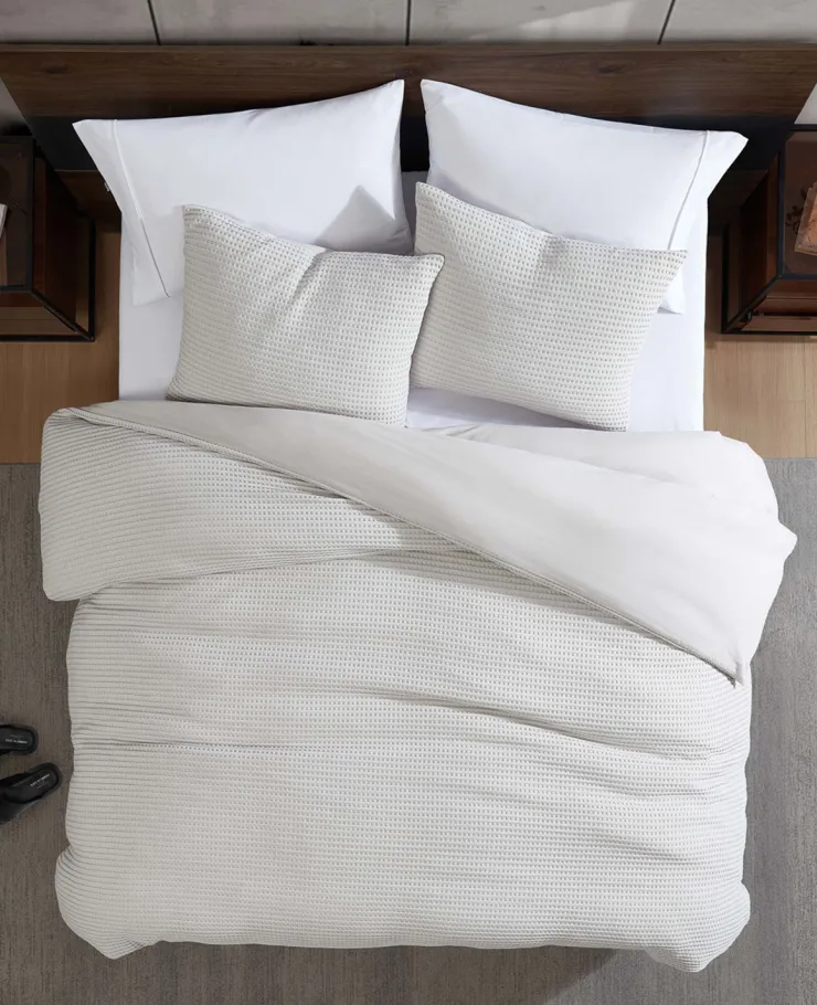 Reversible Solid Waffle Duvet Cover Set>Kenneth Cole Sale