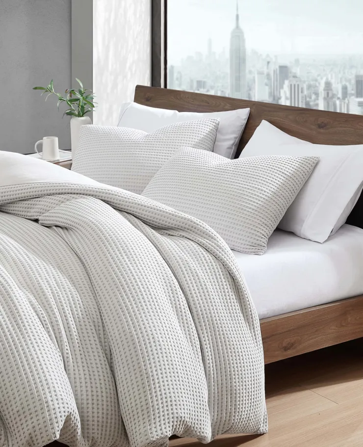 Reversible Solid Waffle Duvet Cover Set>Kenneth Cole Sale