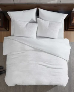 Reversible Solid Waffle Comforter Set><noscript><img width=
