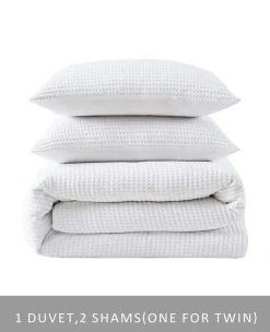 Reversible Solid Waffle Comforter Set><noscript><img width=