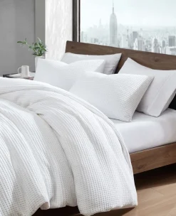 Reversible Solid Waffle Duvet Cover Set><noscript><img width=
