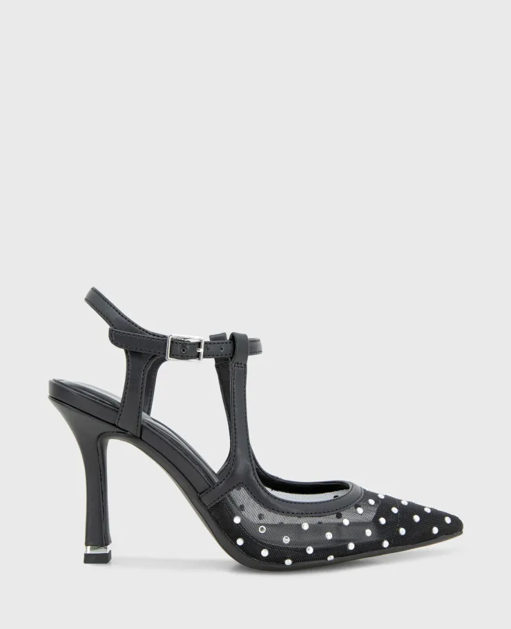 Romi Mesh Micro Stud Ankle Slingback Heel>Kenneth Cole Discount