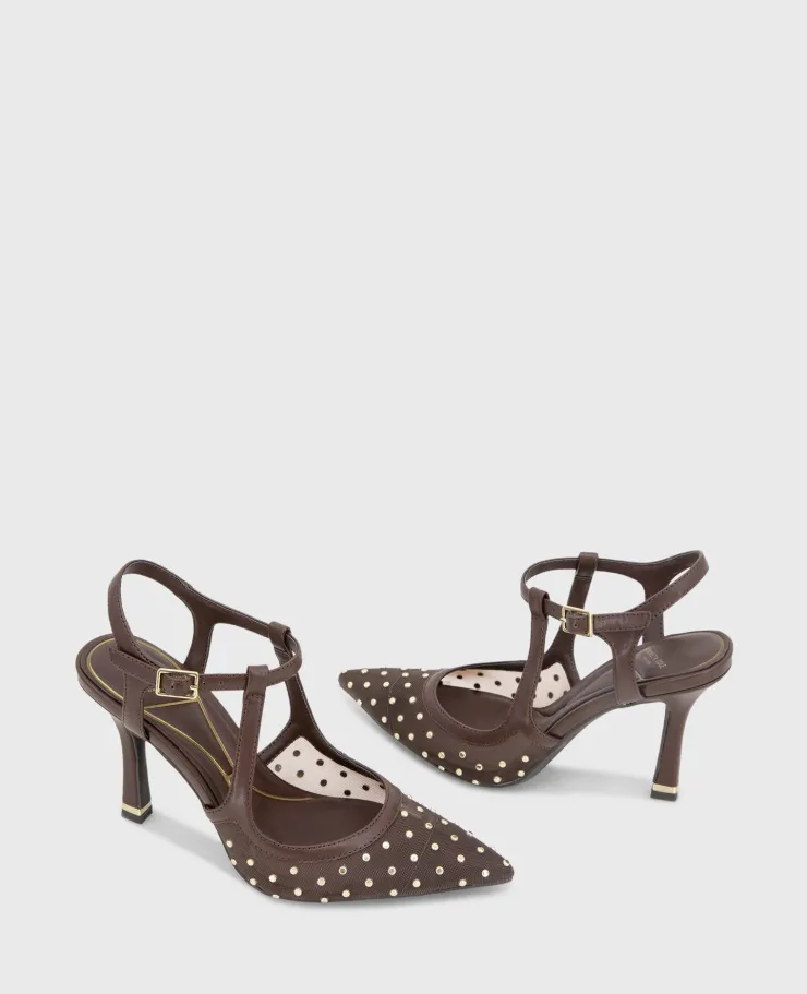 Romi Mesh Micro Stud Ankle Slingback Heel>Kenneth Cole Online