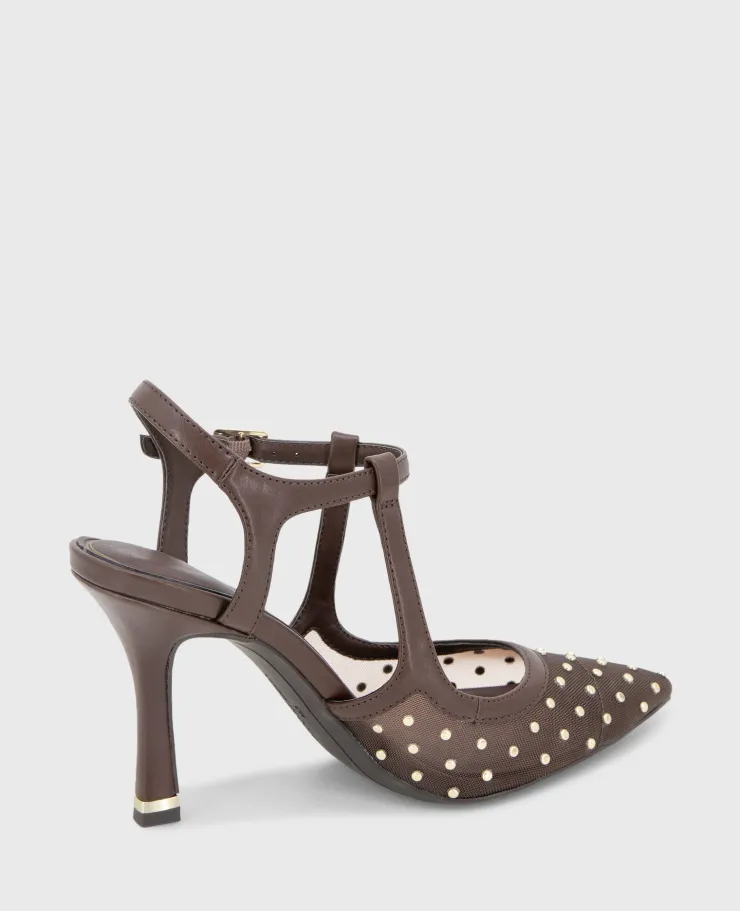 Romi Mesh Micro Stud Ankle Slingback Heel>Kenneth Cole Online