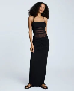 Rouched Mesh Maxi Dress>Kenneth Cole Outlet
