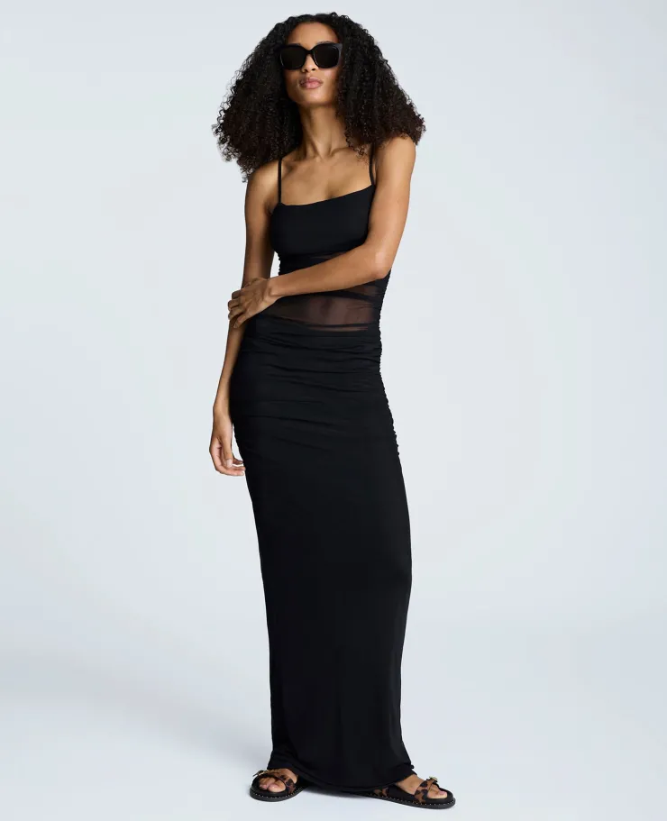 Rouched Mesh Maxi Dress>Kenneth Cole Outlet