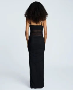 Rouched Mesh Maxi Dress><noscript><img width=