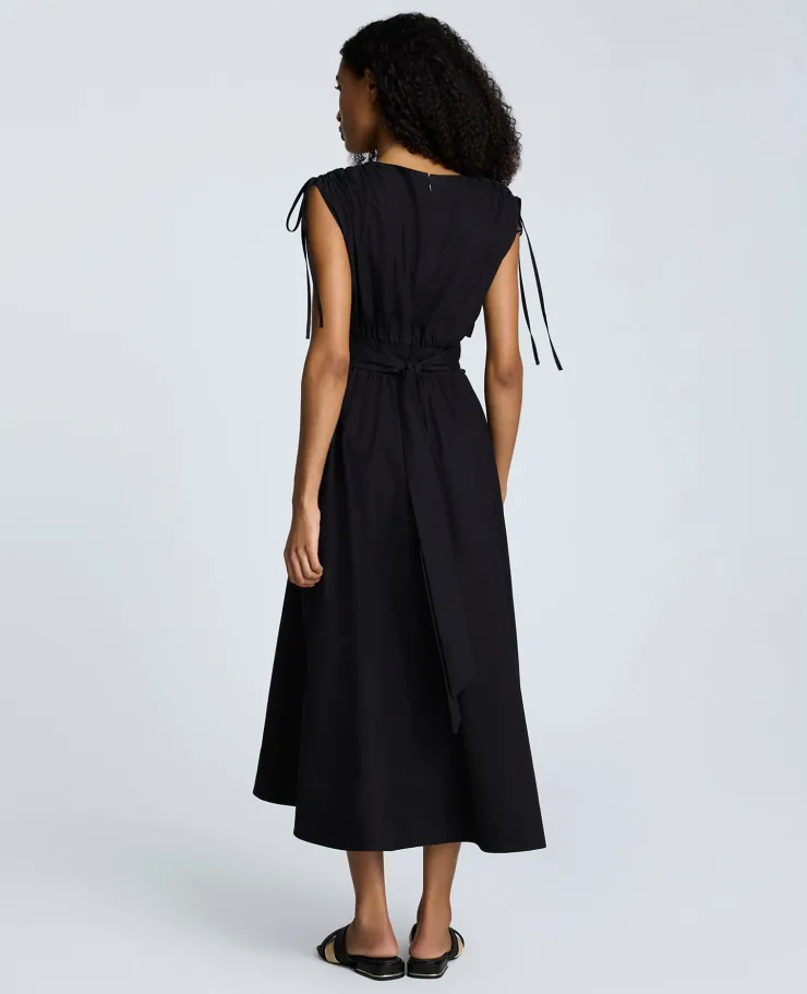 Rouched Waist Midi Dress with Tie Shoulders>Kenneth Cole New