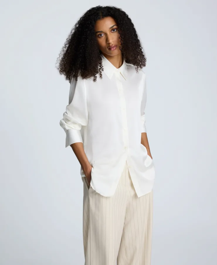 Satin Button Front Blouse>Kenneth Cole Online