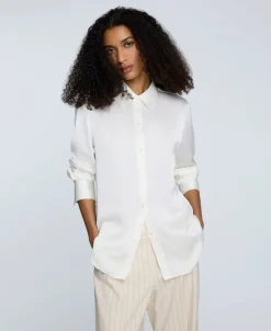 Satin Button Front Blouse><noscript><img width=