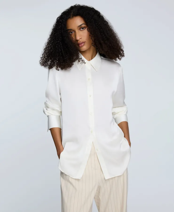 Satin Button Front Blouse>Kenneth Cole Online
