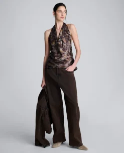 Satin Crossover Halter Blouse><noscript><img width=