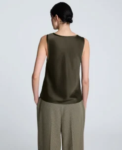 Satin Scoop Neck Tank><noscript><img width=