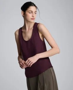 Satin Scoop Neck Tank><noscript><img width=