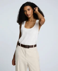 Satin Scoop Neck Tank><noscript><img width=