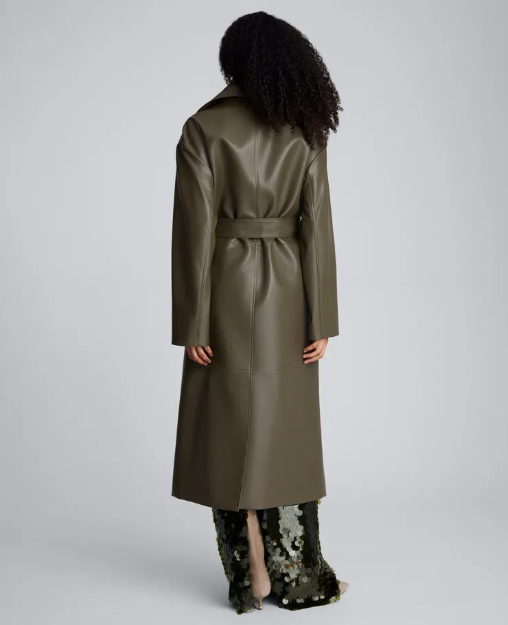 Seamed Vegan Leather Trench Jacket>Kenneth Cole Sale