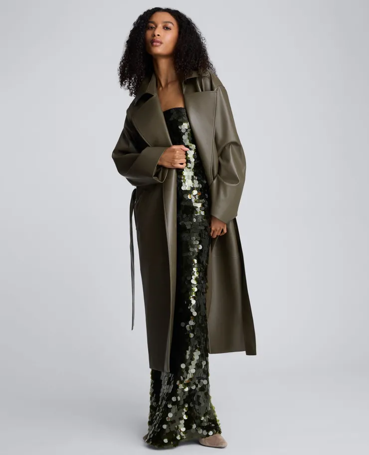 Seamed Vegan Leather Trench Jacket>Kenneth Cole Sale