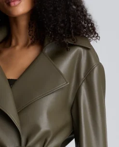 Seamed Vegan Leather Trench Jacket><noscript><img width=