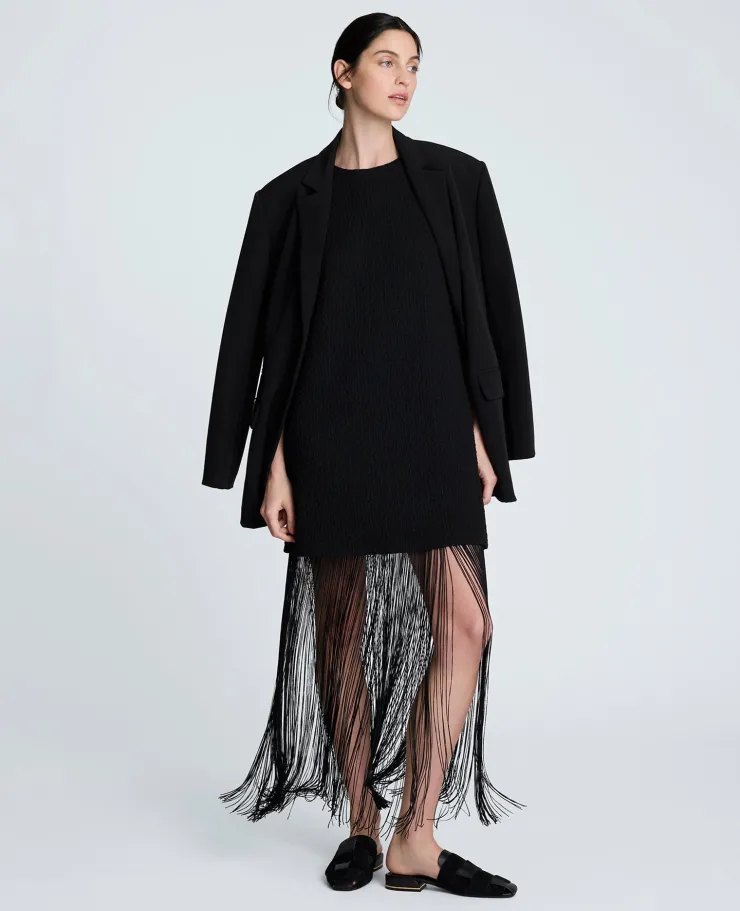 Shift Knit Dress with Fringe Hem Detail>Kenneth Cole Online