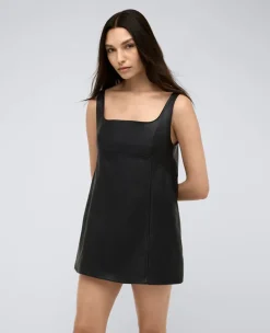 Site Exclusive! Leather Open Back Strap Shift Dress><noscript><img width=