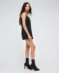 Site Exclusive! Leather Open Back Strap Shift Dress><noscript><img width=
