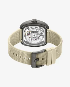 Skeleton Automatic Bracelet Watch with 3-Strap Set><noscript><img width=