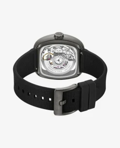 Skeleton Automatic Bracelet Watch with 3-Strap Set><noscript><img width=