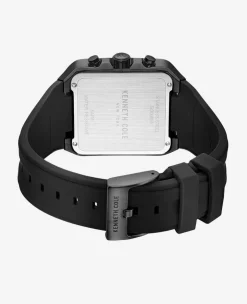 Skeleton Automatic Gold Tone Bezel Silicone Strap Watch><noscript><img width=