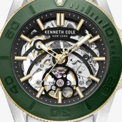 Skeleton Automatic Green Contrast Dial Bracelet Watch><noscript><img width=