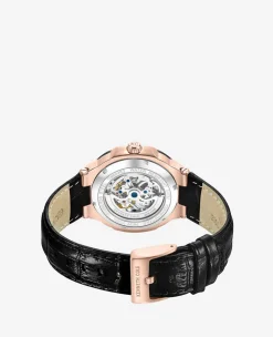 Skeleton Automatic Leather Strap Watch><noscript><img width=