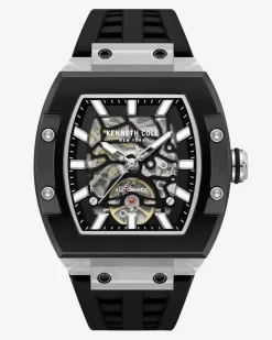Skeleton Automatic Silicone Watch>Kenneth Cole