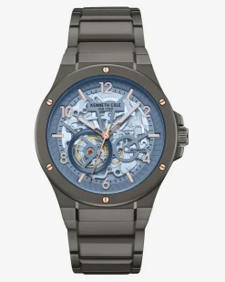 Skeleton Automatic Tinged Glass Bracelet Watch>Kenneth Cole