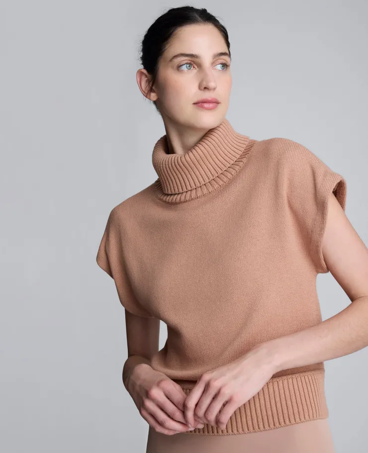 Sleeveless Mockneck Sweater with Shoulder Pads>Kenneth Cole Outlet