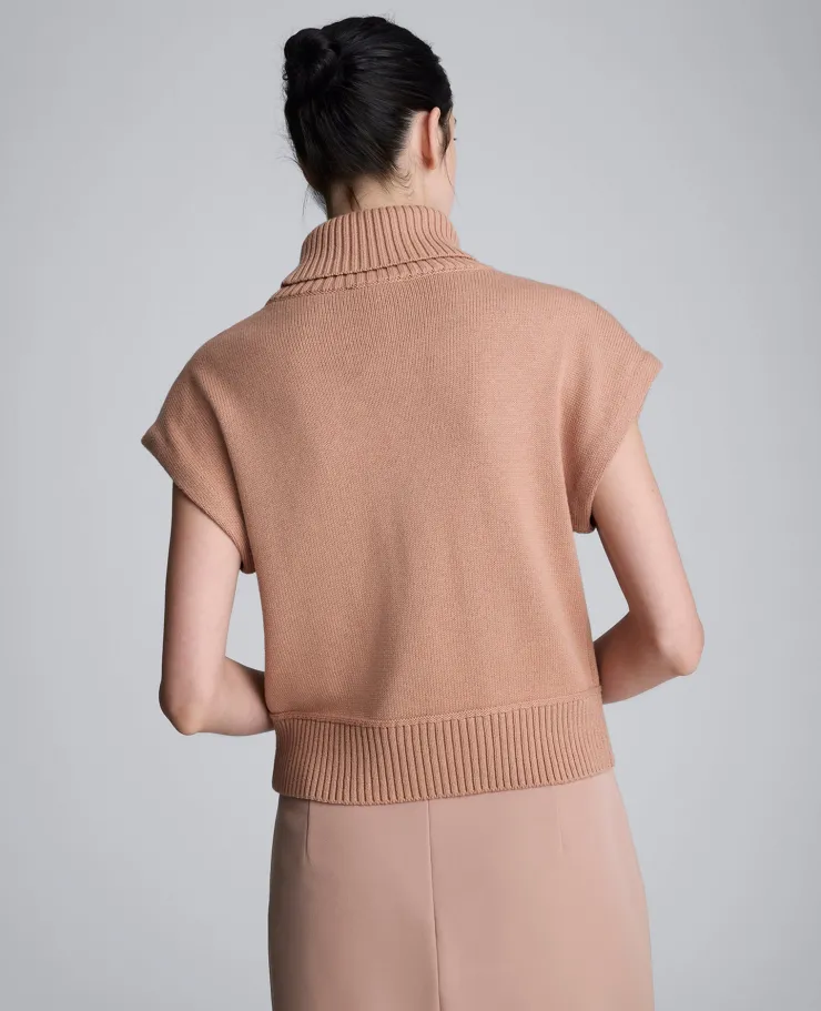 Sleeveless Mockneck Sweater with Shoulder Pads>Kenneth Cole Outlet