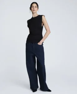 Sleeveless Side Rouched Knit Top><noscript><img width=