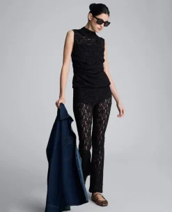 Sleeveless Stretch Lace Mock Neck Top><noscript><img width=