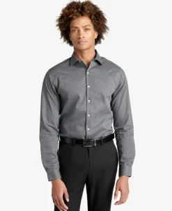 Slim-Fit Button-Down Stretch Dress Shirt with TEK FIT><noscript><img width=