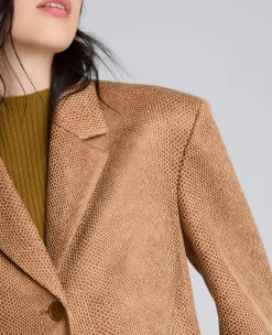 Snake Embossed Three Button Contoured Jacket><noscript><img width=
