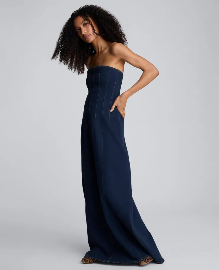 Strapless Denim Maxi Dress with Seaming>Kenneth Cole Hot