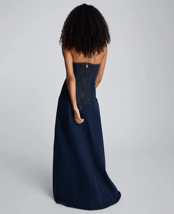 Strapless Denim Maxi Dress with Seaming>Kenneth Cole Hot