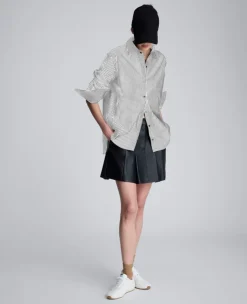 Stripe Poplin Button Front Shirt><noscript><img width=